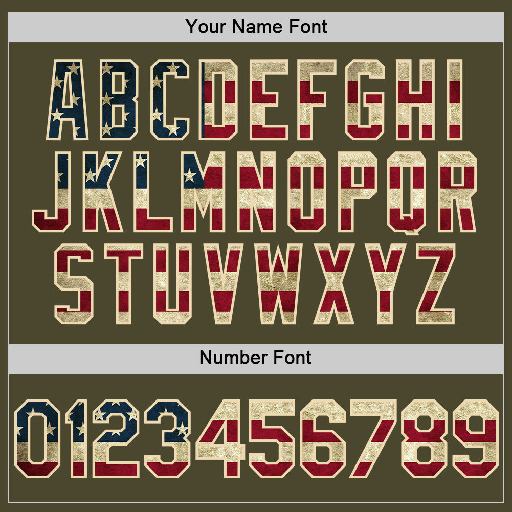 Custom Olive Vintage USA Flag-Cream Authentic Sleeveless Salute To Service Baseball Jersey baseball jersey product view 4
