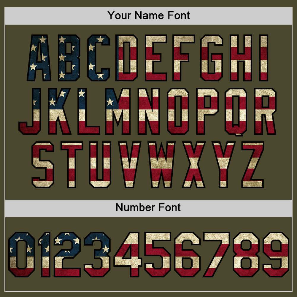Custom Olive Vintage USA Flag-Black Authentic Sleeveless Salute To Service Baseball Jersey baseball jersey product view 4