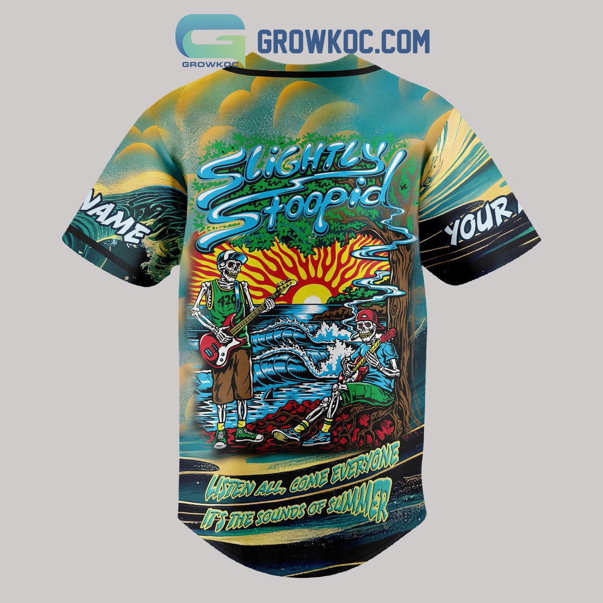 Slightly Stoopid Listen All Come Everyone It’s The Sounds Of Summer Personalized Baseball Jersey baseball jersey product view 3