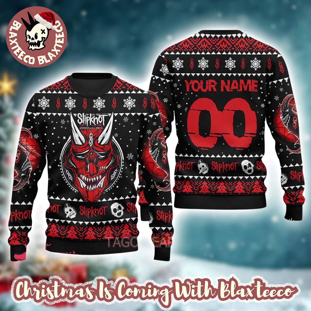 Slipknot Atennas To Hell Rock Band Personalized Xmas Holiday Gift For Fans Ugly Christmas Sweater - T-Shirt, Sweatshirt, Hoodie