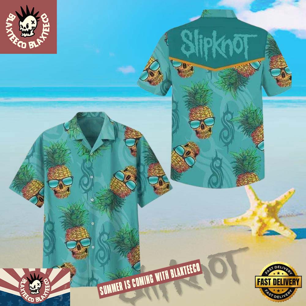 Slipknot Bad Ass Green Pineapple Hawaiian Aloha Shirts Unisex T-shirt, Sweatshirt, Hoodie, Long Sleeve Tee - T-Shirt, Sweatshirt, Hoodie