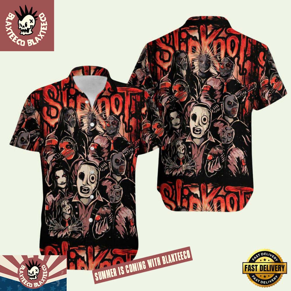 Slipknot Band Member Art Style Summer Hawaiian Shirt Unisex T-shirt, Sweatshirt, Hoodie, Long Sleeve Tee - T-Shirt, Sweatshirt, Hoodie