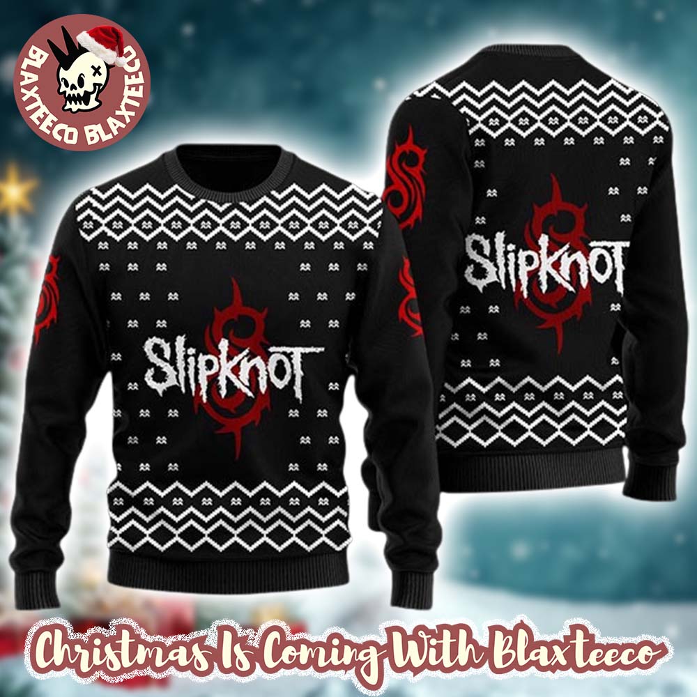 Slipknot Band Signature White Logo Xmas Gifts 2025 Ugly Christmas Sweater Unisex T-shirt, Sweatshirt, Hoodie, Long Sleeve Tee - T-Shirt, Sweatshirt, Hoodie