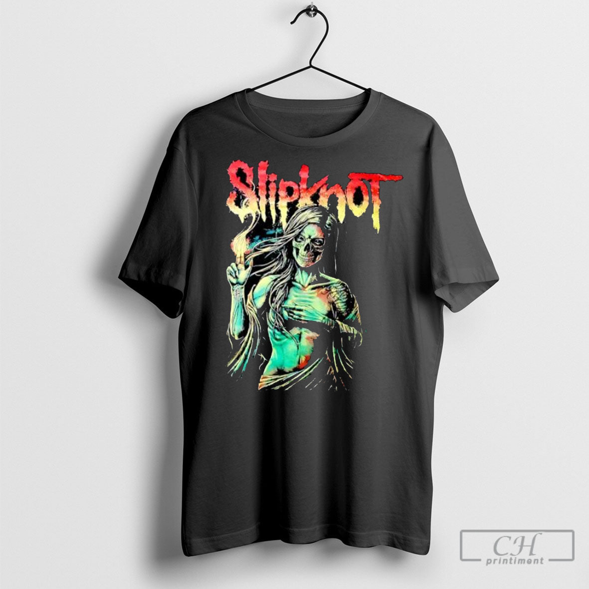 Slipknot Female Skeleton Holding Fire Shirt Tee Unisex T-shirt, Sweatshirt, Hoodie, Long Sleeve Tee - T-Shirt, Sweatshirt, Hoodie