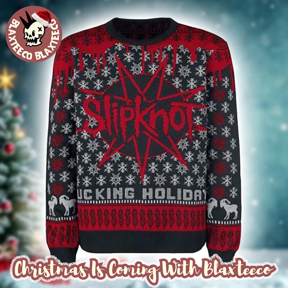 Slipknot Fucking Holiday Snowflakes Pattern Knitted Ugly Christmas Sweater Unisex T-shirt, Sweatshirt, Hoodie, Long Sleeve Tee - T-Shirt, Sweatshirt, Hoodie