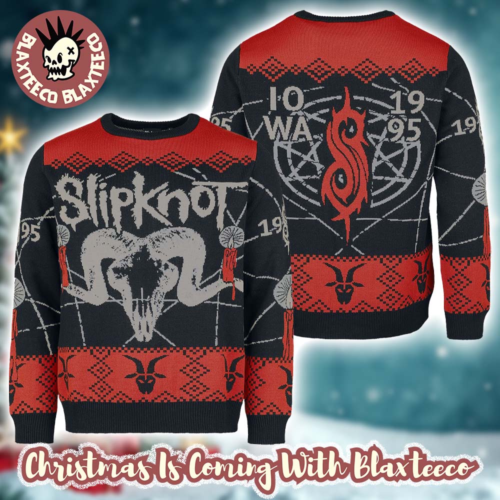 Slipknot Goat Head Iowa 1995 Knitted Ugly Christmas Sweater Jumper Unisex T-shirt, Sweatshirt, Hoodie, Long Sleeve Tee - T-Shirt, Sweatshirt, Hoodie