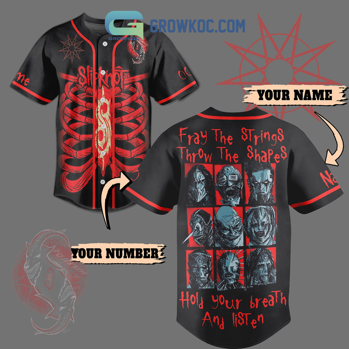 Slipknot Hold Your Breath Personalized Baseball Jersey baseball jersey product view 1