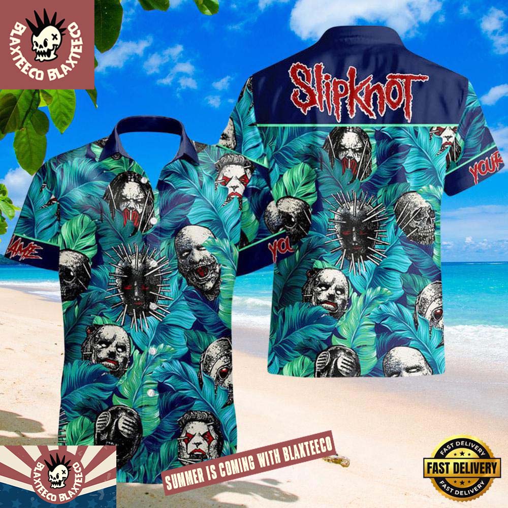 Slipknot Horror Characters Masks Blue Summer Hawaiian Shirt Unisex T-shirt, Sweatshirt, Hoodie, Long Sleeve Tee - T-Shirt, Sweatshirt, Hoodie