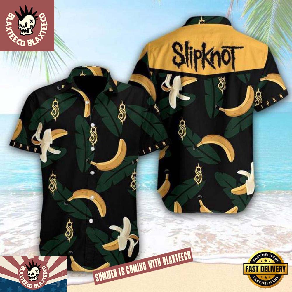 Slipknot Rock Band Banana Blitz With Logo Pattern Summer Hawaiian Shirt Unisex T-shirt, Sweatshirt, Hoodie, Long Sleeve Tee - T-Shirt, Sweatshirt, Hoodie