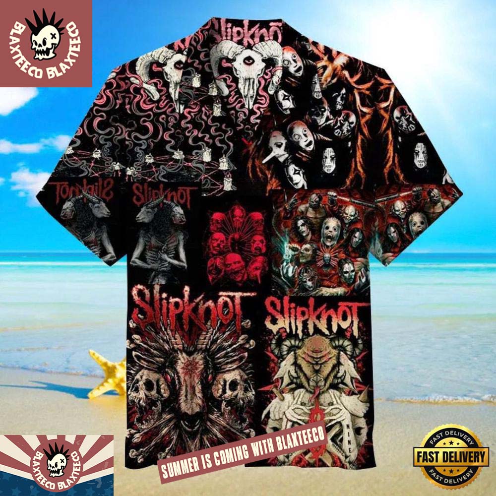 Slipknot Rock Band Horror Collage Summer Hawaiian Shirt Unisex T-shirt, Sweatshirt, Hoodie, Long Sleeve Tee - T-Shirt, Sweatshirt, Hoodie