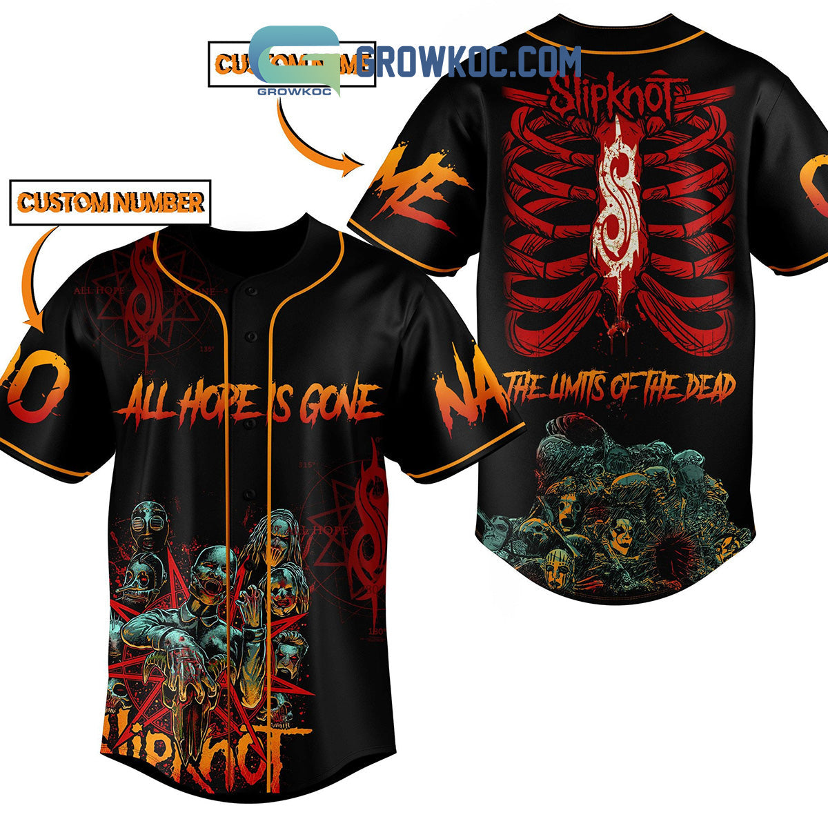 Slipknot The Limits Of The Dead All Hope Is Gone Personalized Baseball Jersey baseball jersey product view 1