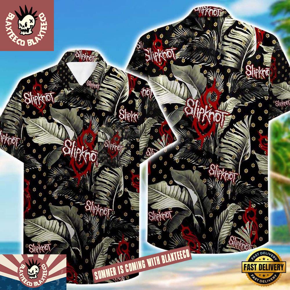 Slipknot Tropical Leaf With Tribal S Pattern Summer Hawaiian Shirt Unisex T-shirt, Sweatshirt, Hoodie, Long Sleeve Tee - T-Shirt, Sweatshirt, Hoodie