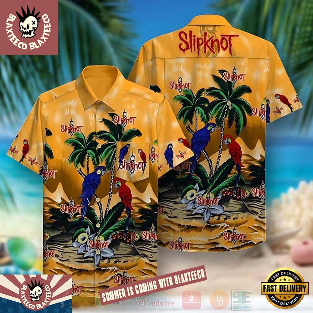 Slipknot Tropical Parrot Summer Hawaiian Shirt Unisex T-shirt, Sweatshirt, Hoodie, Long Sleeve Tee - T-Shirt, Sweatshirt, Hoodie