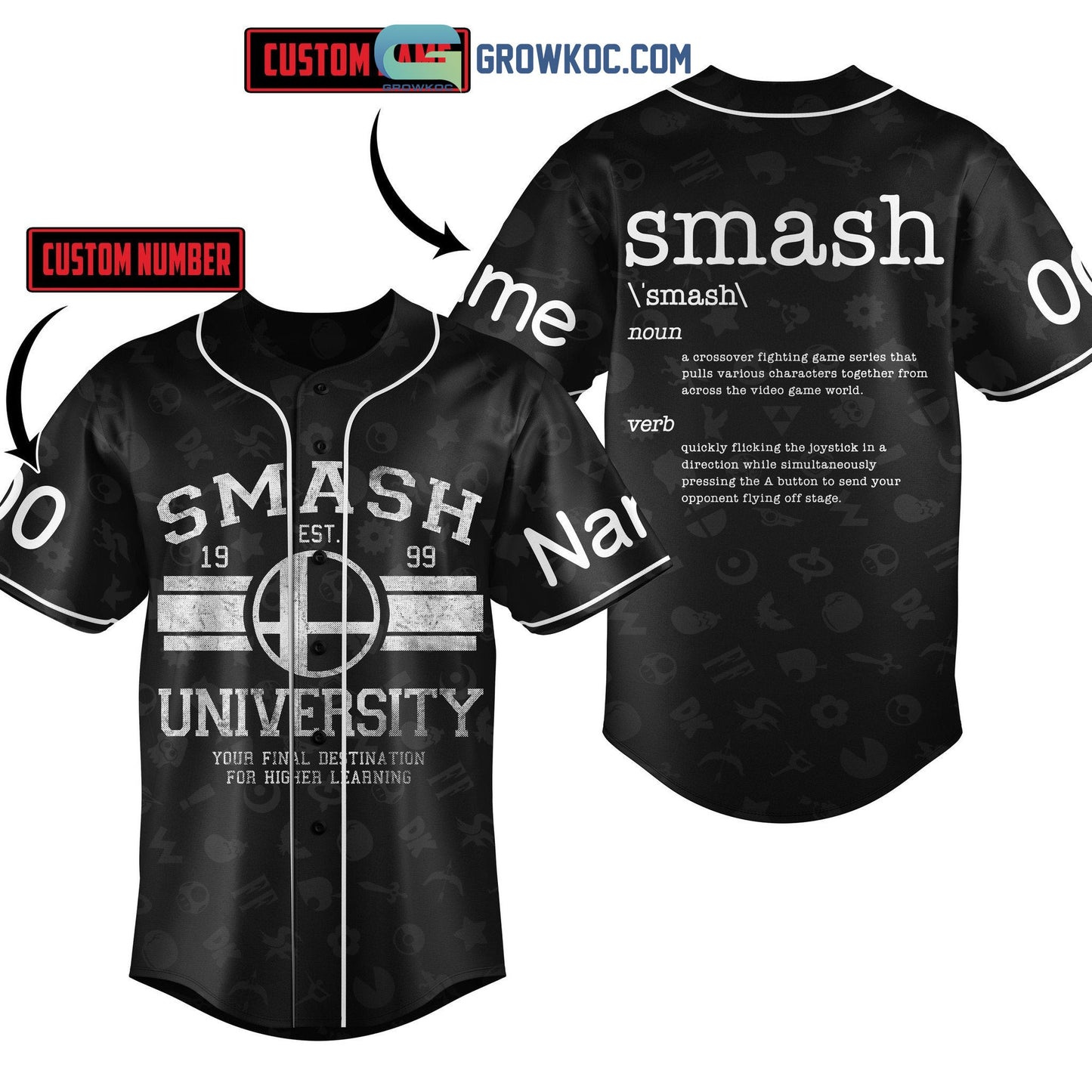 Smash EST 1999 University Your Final Destination For Higher Learning Personalized Baseball Jersey baseball jersey product view 1