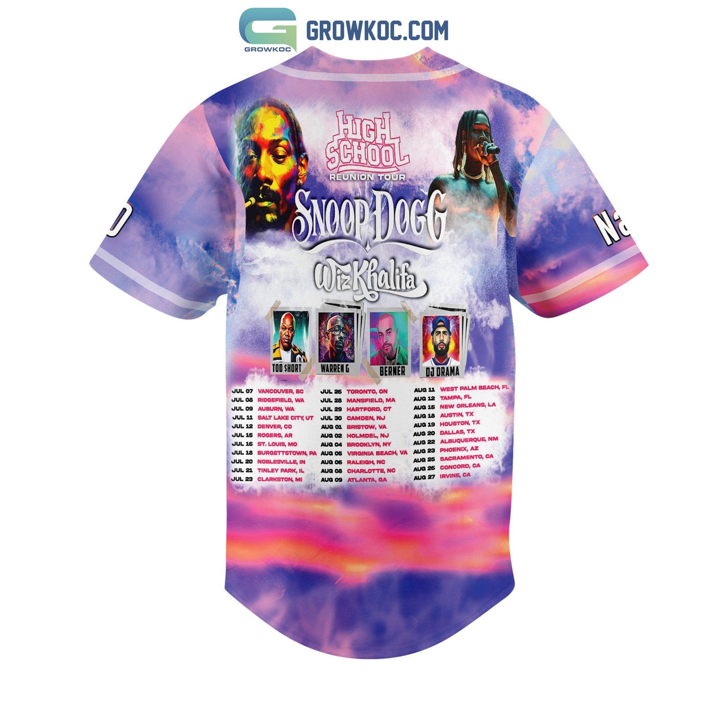 Snoop Dogg High School Reunion Tour Personalized Baseball Jersey baseball jersey product view 2