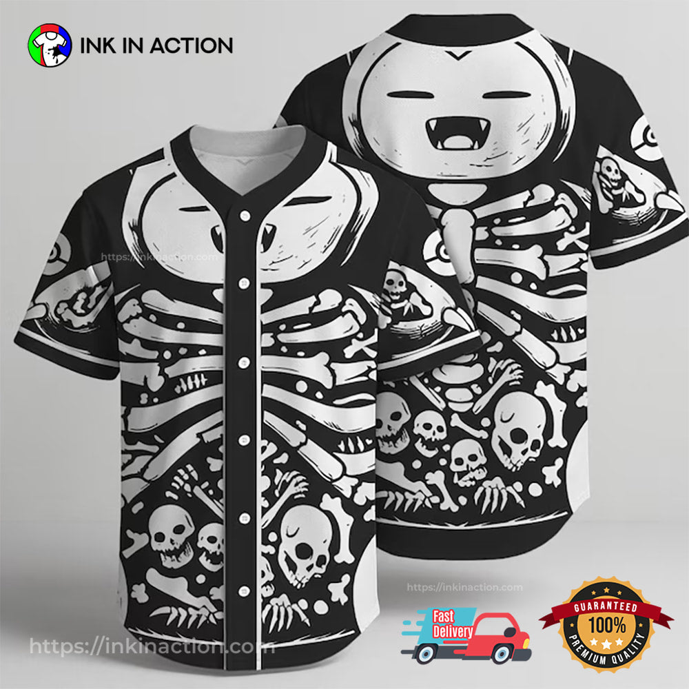 Snorlax Skeleton Graphic Baseball Jersey baseball jersey product view 1