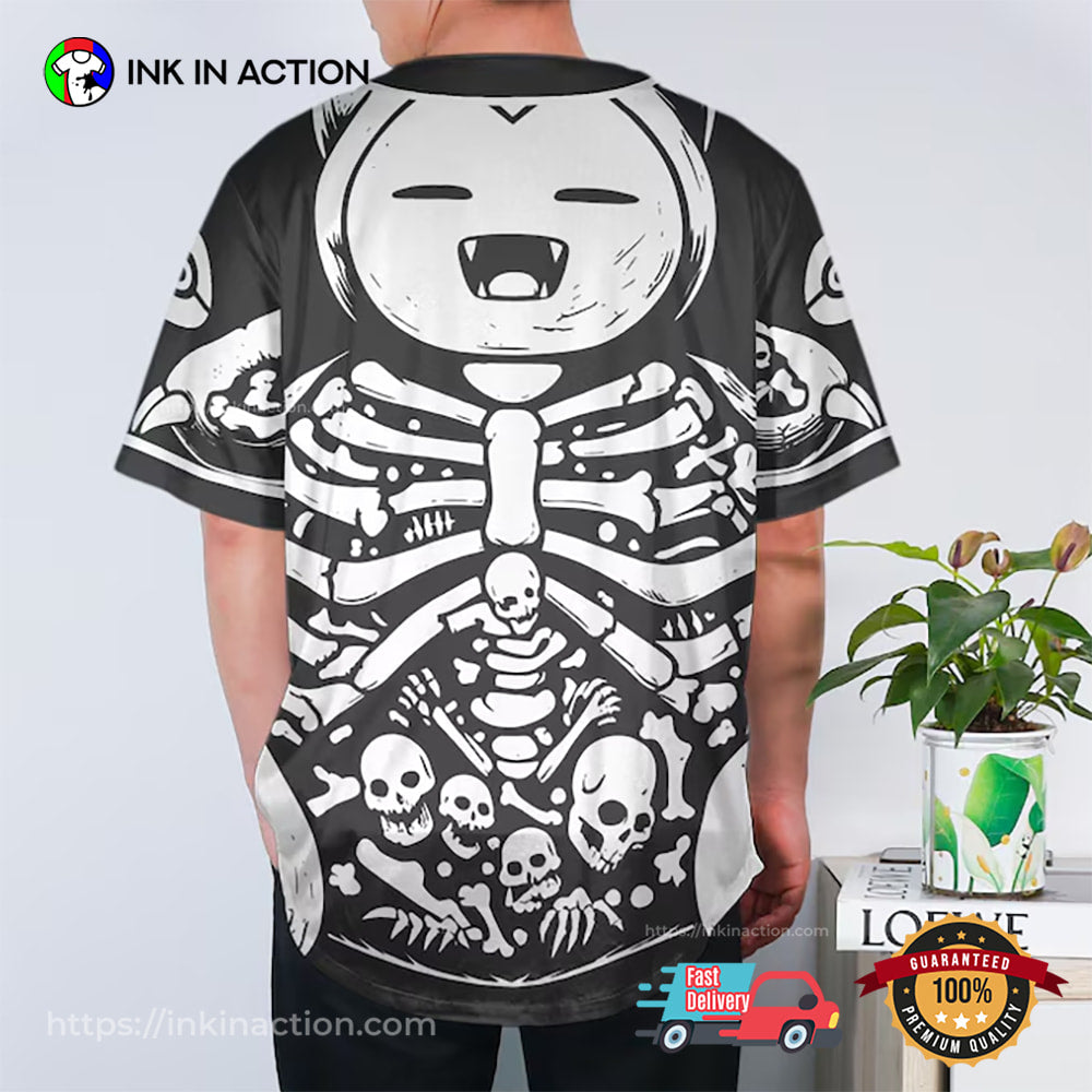 Snorlax Skeleton Graphic Baseball Jersey baseball jersey product view 3