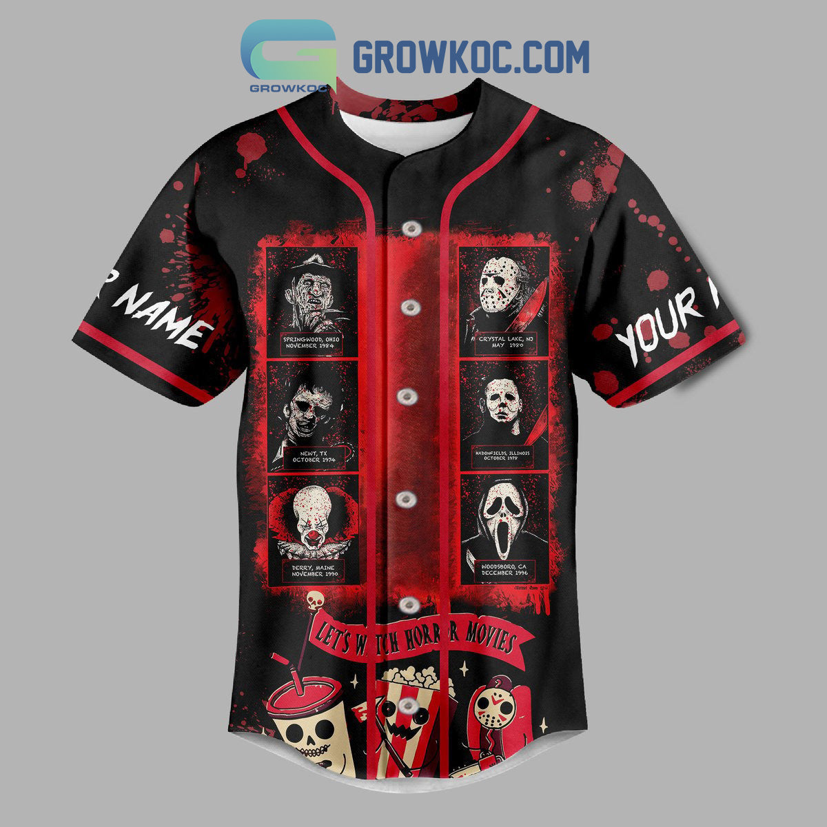 Some Girls Are Crazy And Love Horror Movies Personalized Baseball Jersey baseball jersey product view 2