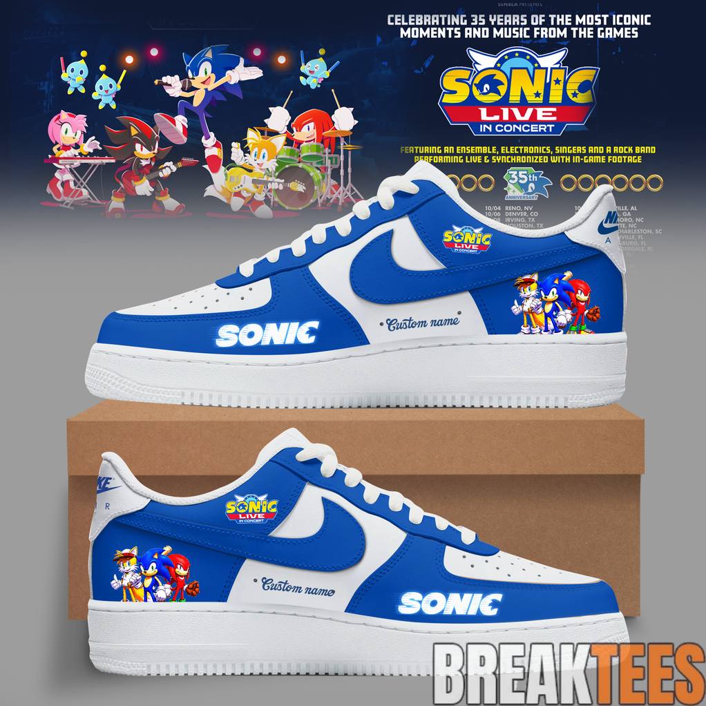 Sonic Live in Concert 2026 Celebrate 35 Years Custom Air Force 1 Shoes Unisex T-shirt, Sweatshirt, Hoodie, Long Sleeve Tee - T-Shirt, Sweatshirt, Hoodie