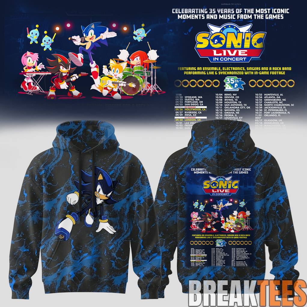Sonic Live in Concert 2026 Celebrate 35 Years Hoodie Unisex T-shirt, Sweatshirt, Hoodie, Long Sleeve Tee - T-Shirt, Sweatshirt, Hoodie