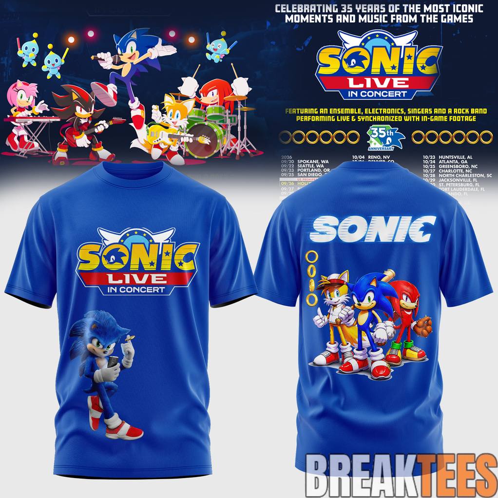 Sonic Live in Concert 2026 Celebrate 35 Years Shirt Unisex T-shirt, Sweatshirt, Hoodie, Long Sleeve Tee - T-Shirt, Sweatshirt, Hoodie