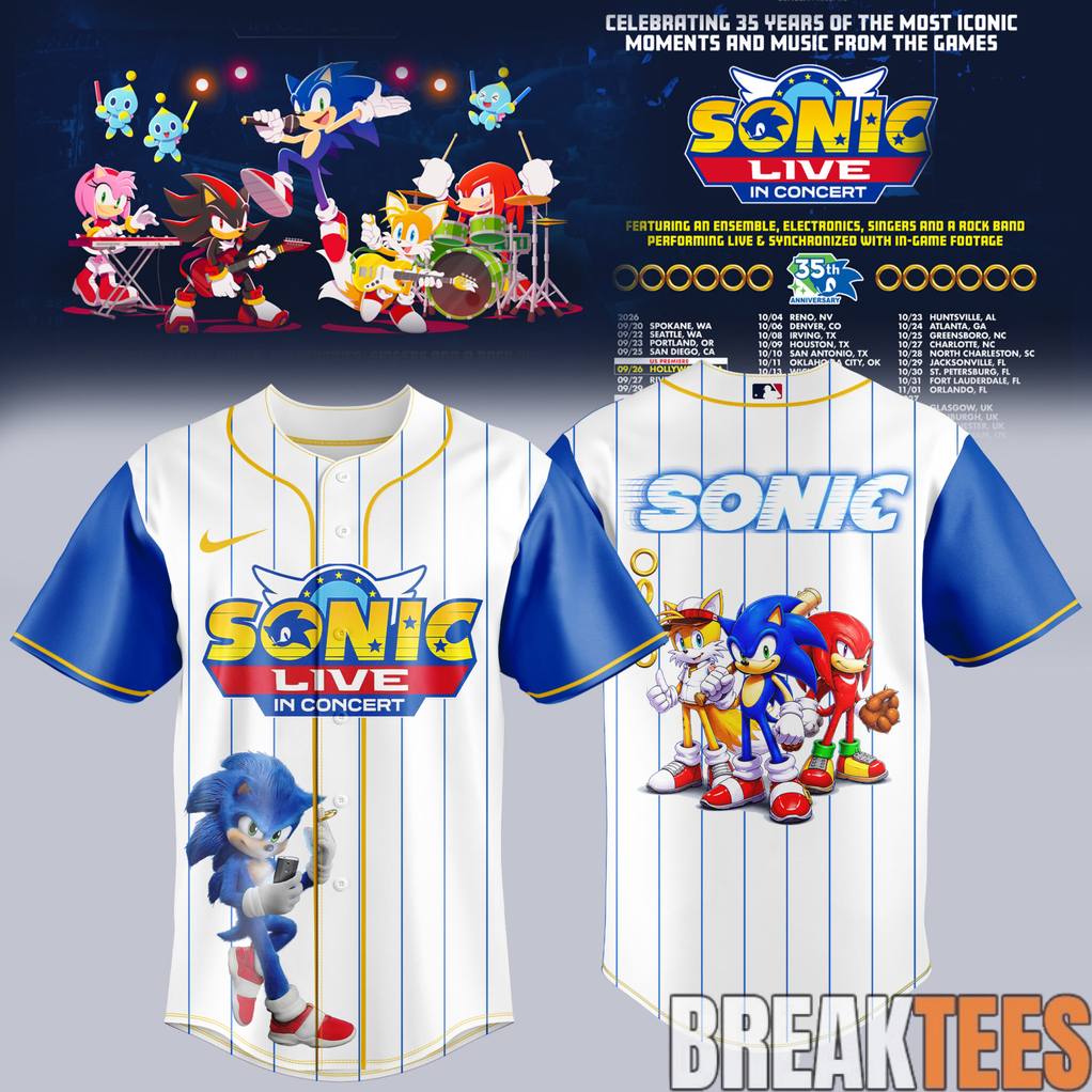 Sonic Live in Concert 2026 Celebrate 35 Years Special Baseball Jersey Unisex T-shirt, Sweatshirt, Hoodie, Long Sleeve Tee - T-Shirt, Sweatshirt, Hoodie