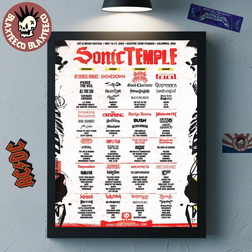 Sonic Temple Festival 2026 Full Lineup In Columbus Ohio At Historic Crew Stadium On May 14-17 2026 Home Decor Poster Canvas - T-Shirt, Sweatshirt, Hoodie