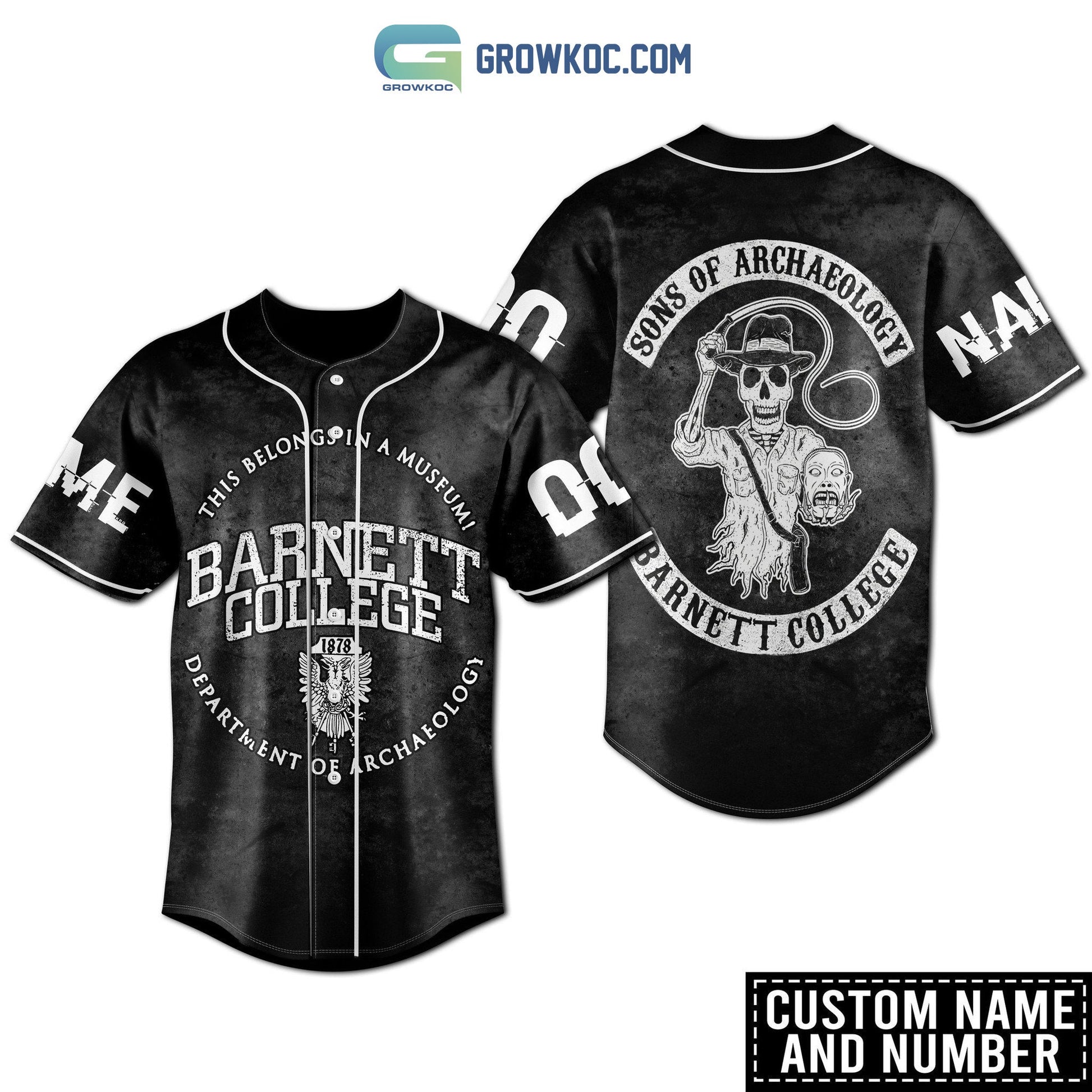 Sons Of Archaeology Barnett College Personalized Baseball Jersey baseball jersey product view 1