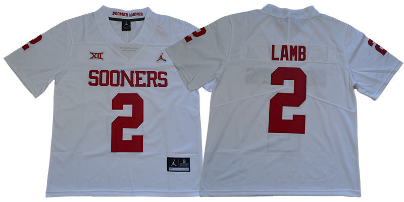 Sooners Lamb 2 White College Football Jersey football jersey product view 1