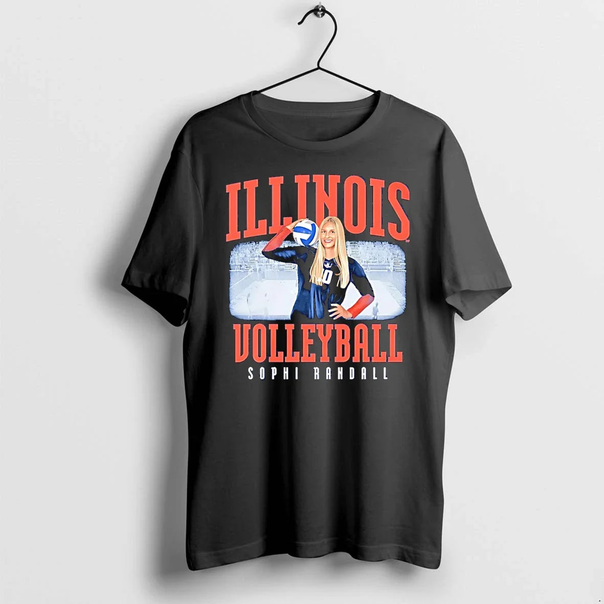 Sophi Randall Illinois Volleyball Illustrated Tshirts Sweater Unisex T-shirt, Sweatshirt, Hoodie, Long Sleeve Tee - T-Shirt, Sweatshirt, Hoodie