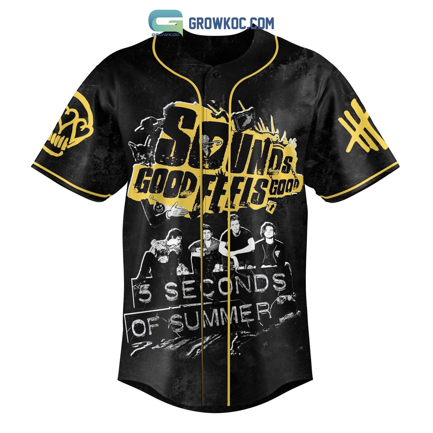 Sounds Good Feels Good 5 Seconds Of Summer Baseball Jersey baseball jersey product view 2