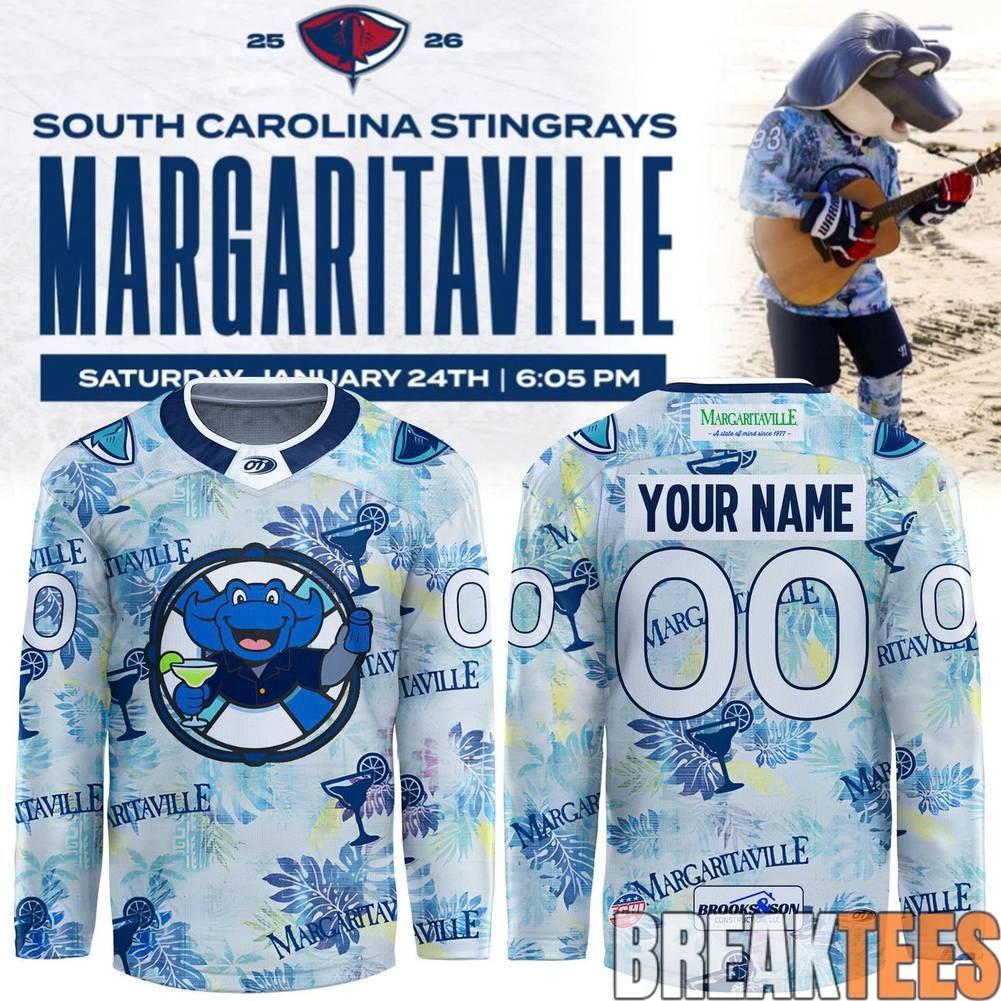 South Carolina Stingrays 2026 Margaritaville Night Custom Hockey Jersey hockey jersey product view 1