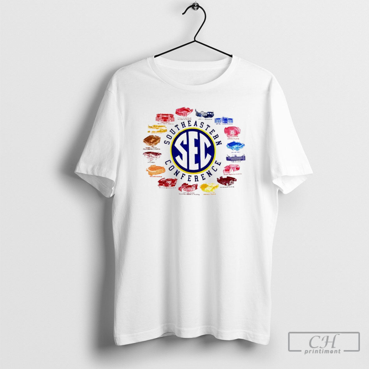 Southeastern Conference 16 College Football Stadiums Shirt Tee Unisex T-shirt, Sweatshirt, Hoodie, Long Sleeve Tee - T-Shirt, Sweatshirt, Hoodie