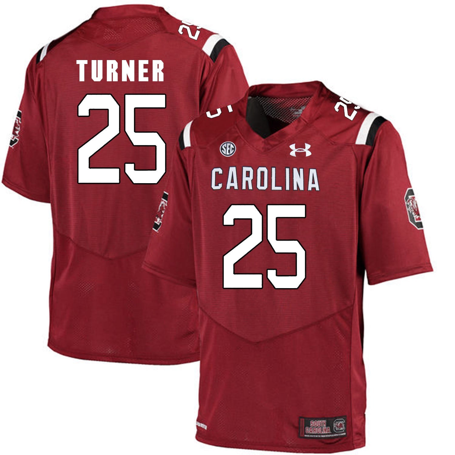 South Carolina A.J. Turner 25- Red College Football Jersey football jersey product view 1