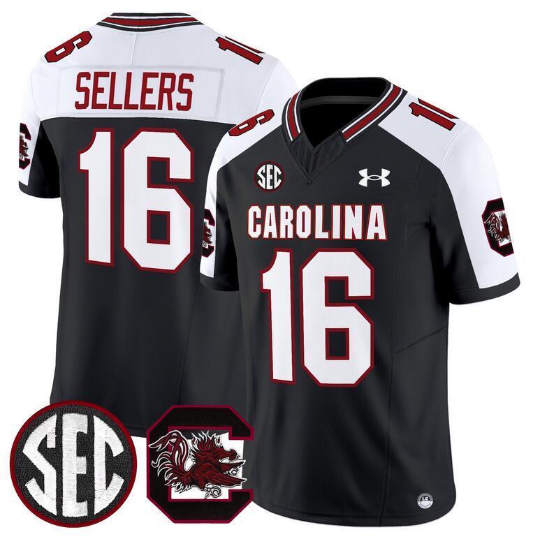 South Carolina Gamecocks #16 LaNorris Sellers Black White 2025 F.U.S.E College Football Jersey football jersey product view 1