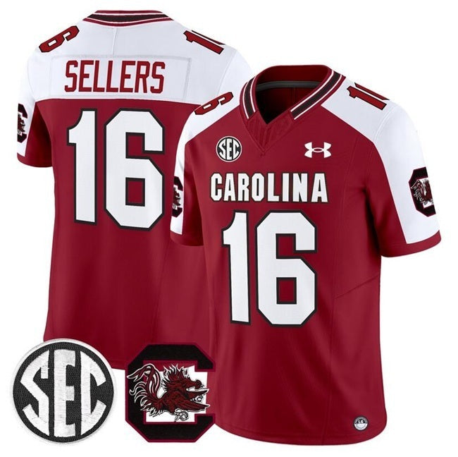 South Carolina Gamecocks #16 LaNorris Sellers Garnet White 2025 F.U.S.E College Football Jersey football jersey product view 1