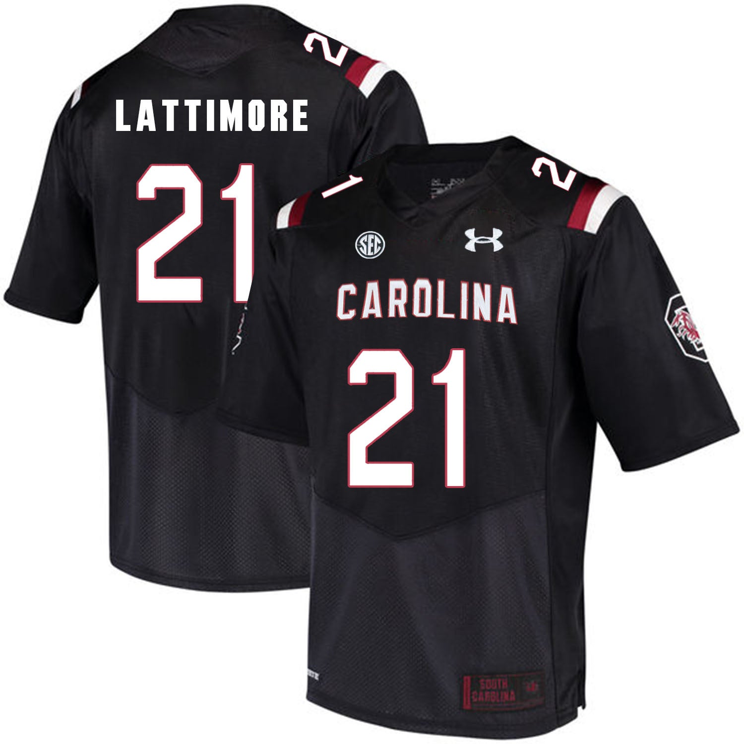 South Carolina LATTIMORE 21 - Black College Football Jersey football jersey product view 1
