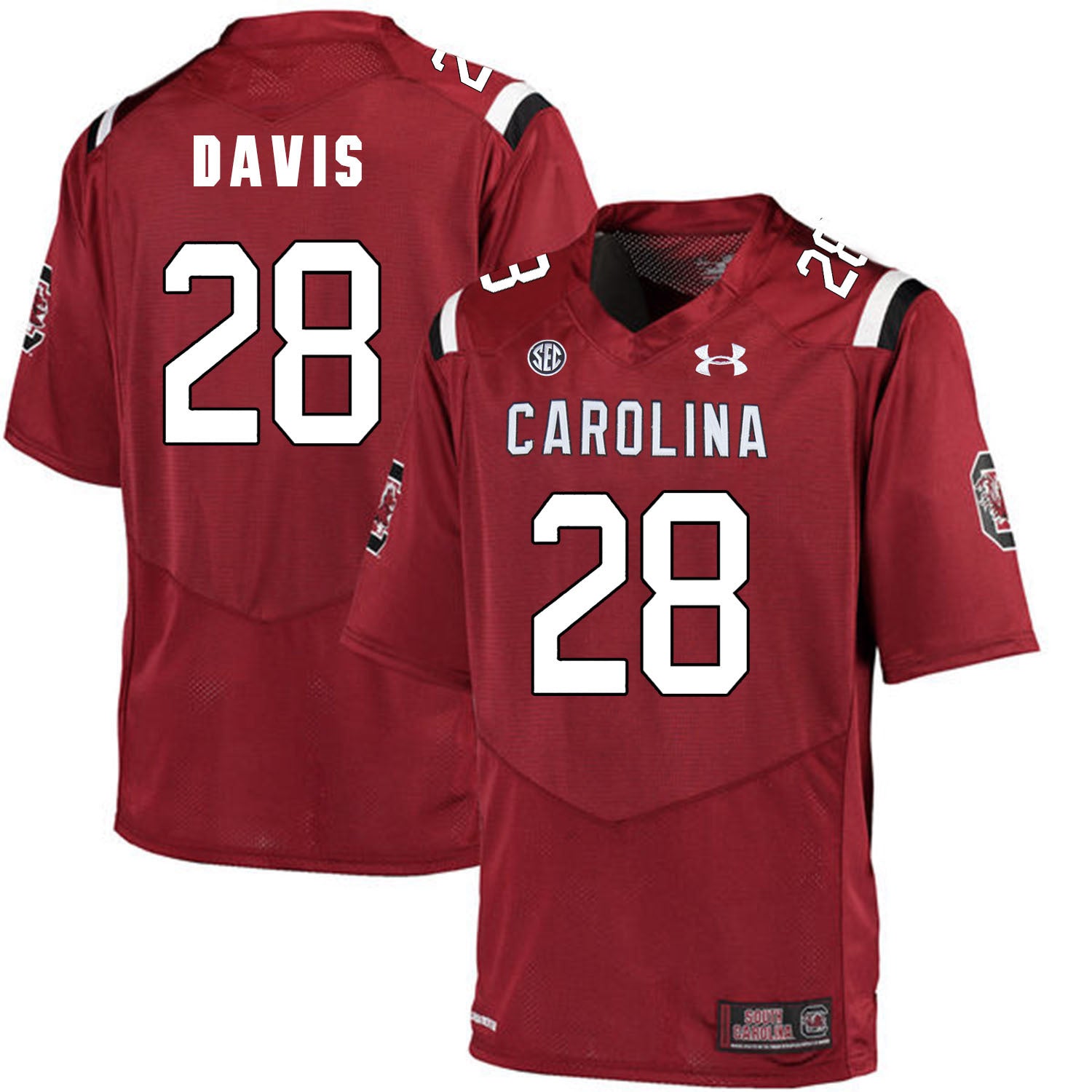 South Carolina Mike Davis 28 - Red College Football Jersey football jersey product view 1