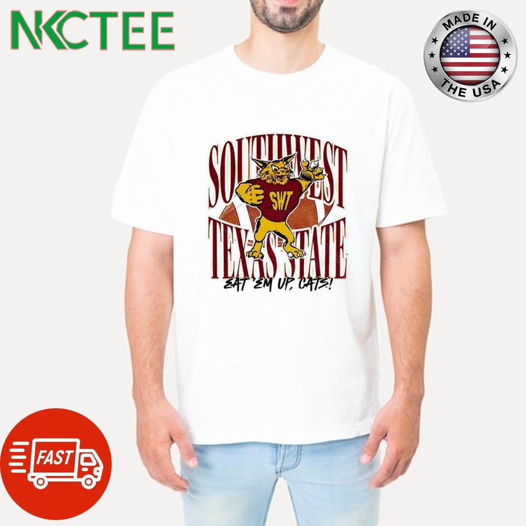 Southwest Texas State 1990s Mascot eat ’em up cats shirt Unisex T-shirt, Sweatshirt, Hoodie, Long Sleeve Tee - T-Shirt, Sweatshirt, Hoodie