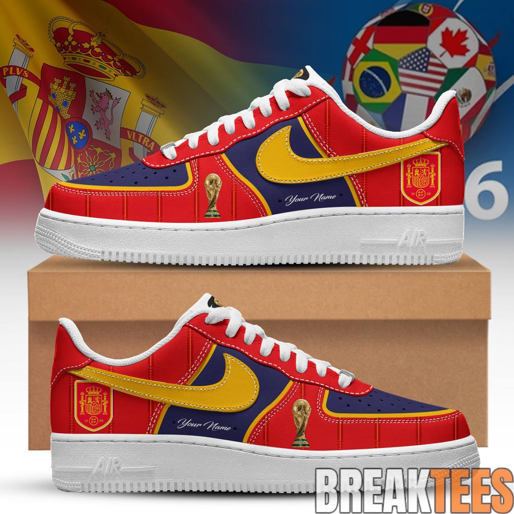 Spain National Team World Cup 2026 Custom Air Force 1 Shoes Unisex T-shirt, Sweatshirt, Hoodie, Long Sleeve Tee - T-Shirt, Sweatshirt, Hoodie