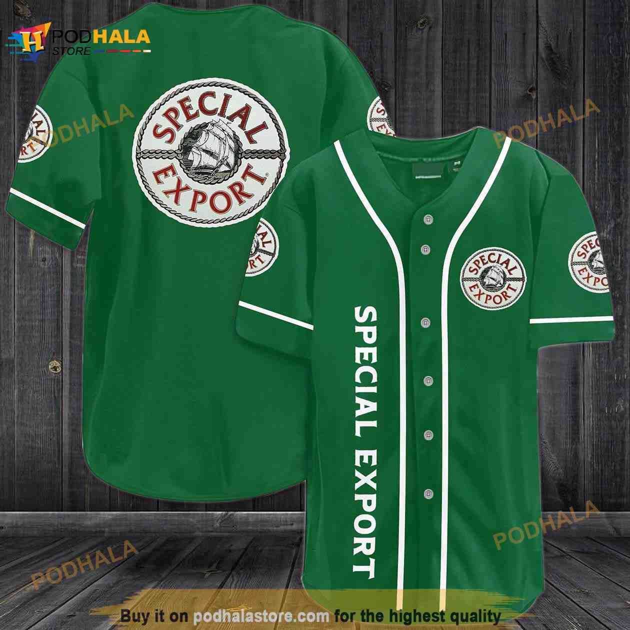 Special Export Beer Green 3D Baseball Jersey baseball jersey product view 1