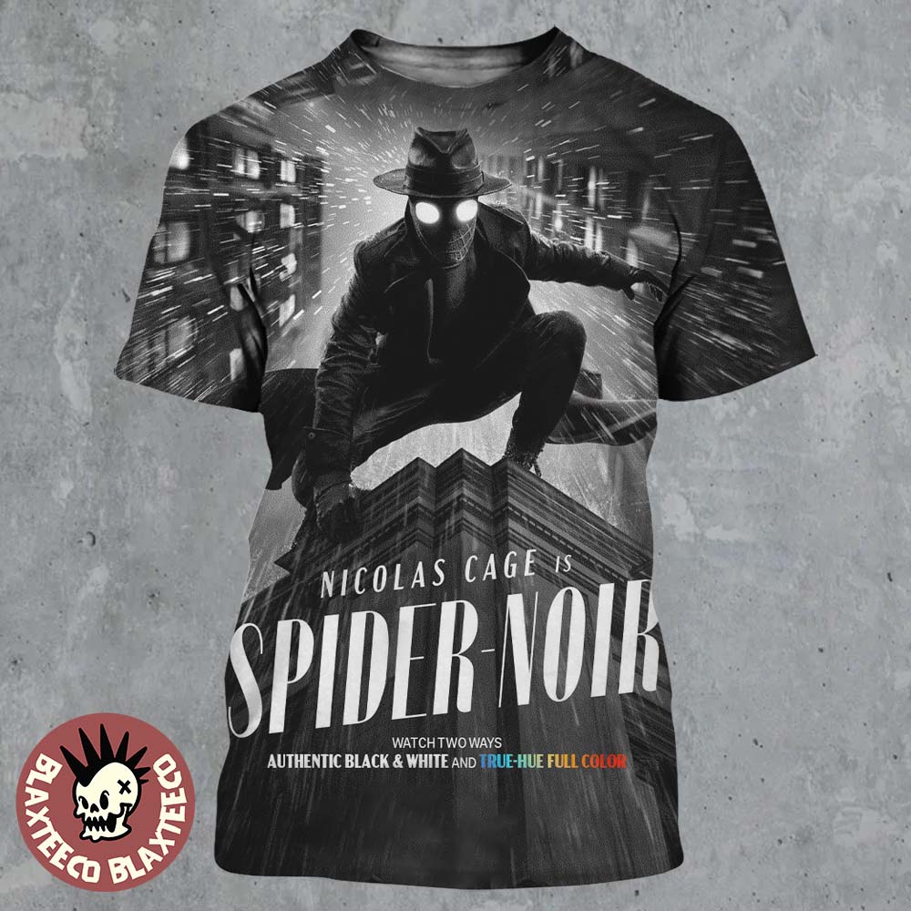 Spider-Noir Starring Nicolas Cage New Series Poster Authentic Black And White Version All Over Print Shirt - T-Shirt, Sweatshirt, Hoodie