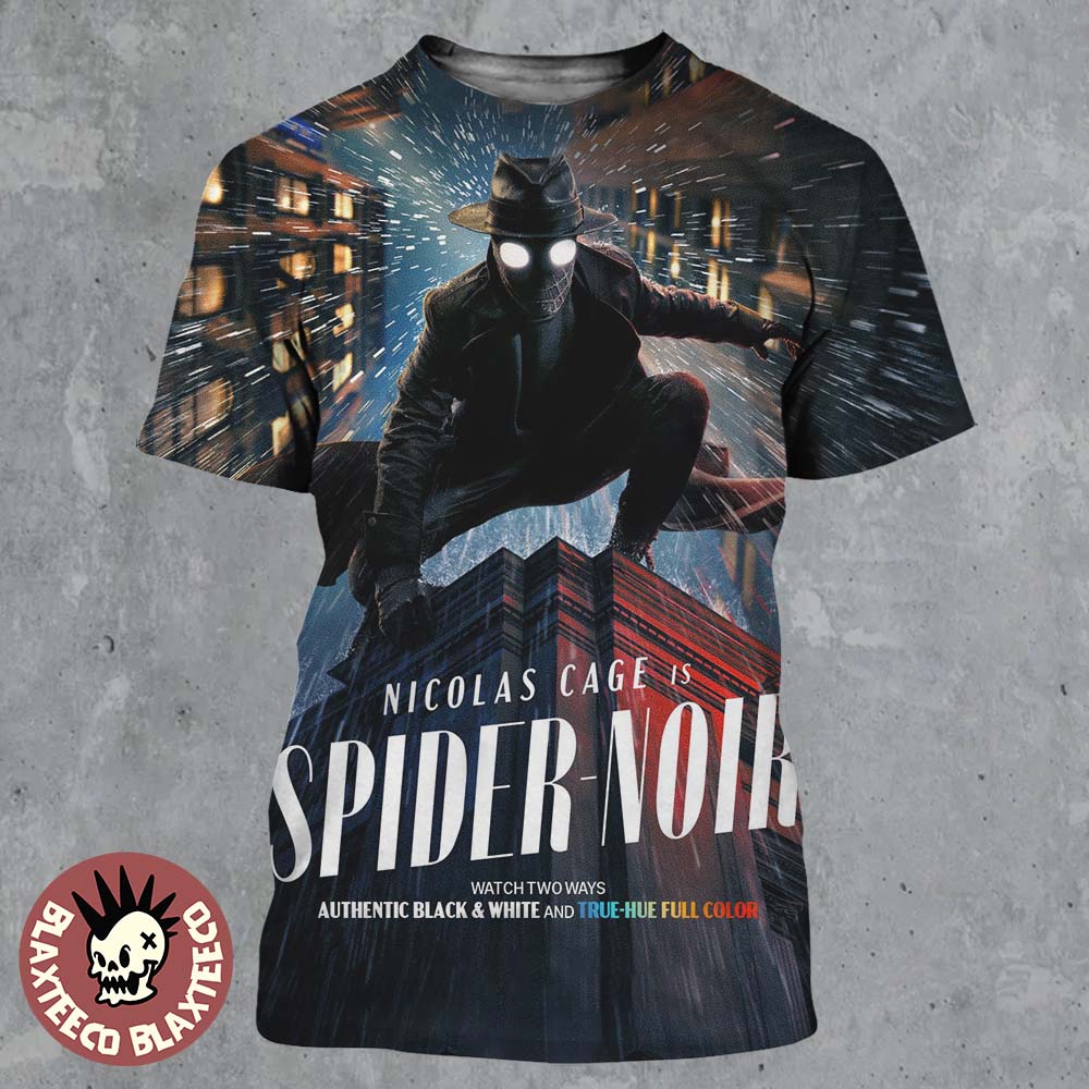 Spider-Noir Starring Nicolas Cage New Series Poster True Hue Full Color Version All Over Print Shirt - T-Shirt, Sweatshirt, Hoodie
