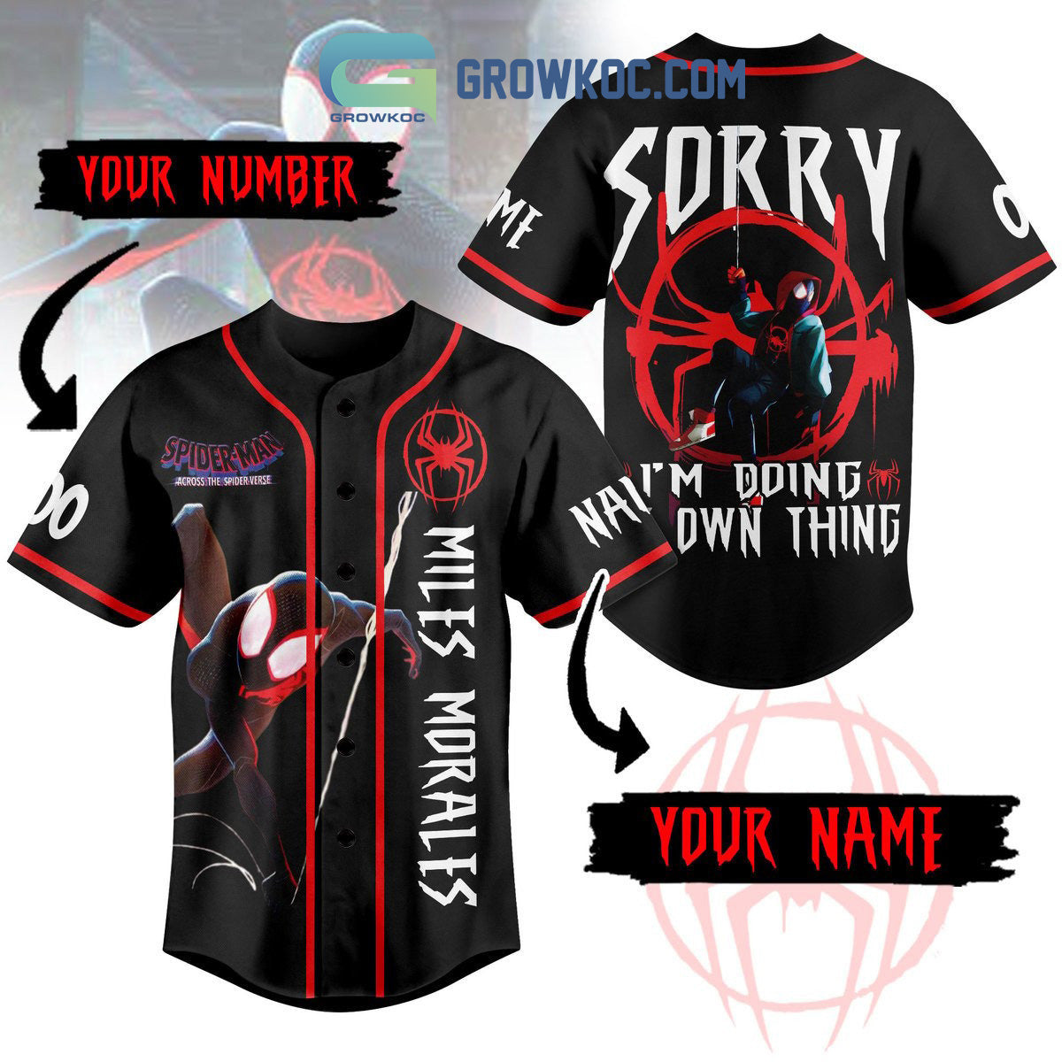 Spiderman Miles Morales Personalized Baseball Jersey baseball jersey product view 1