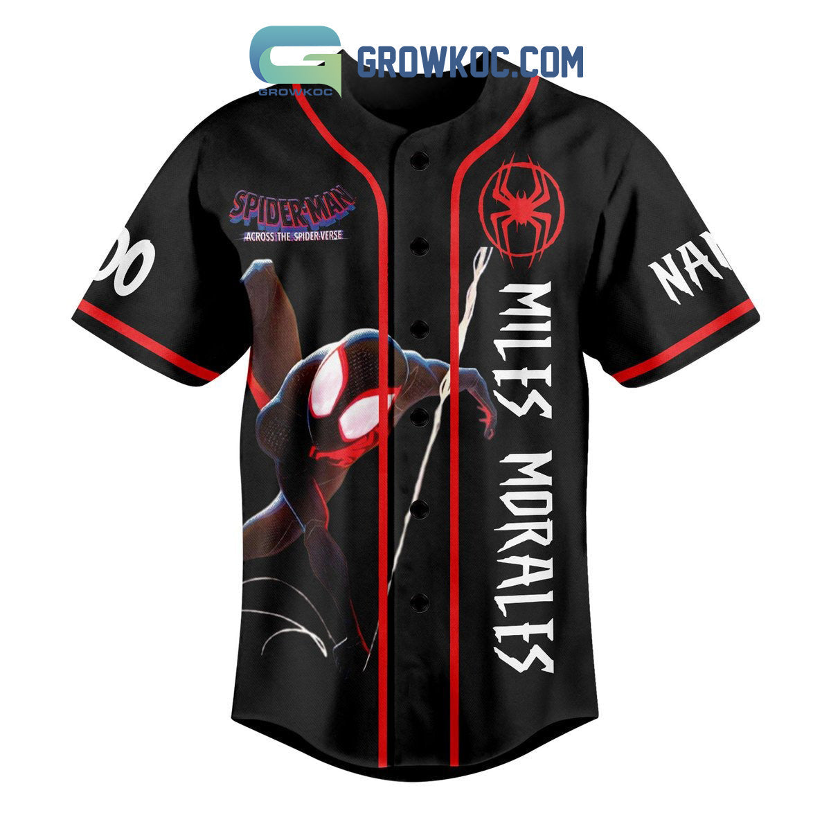 Spiderman Miles Morales Personalized Baseball Jersey baseball jersey product view 3