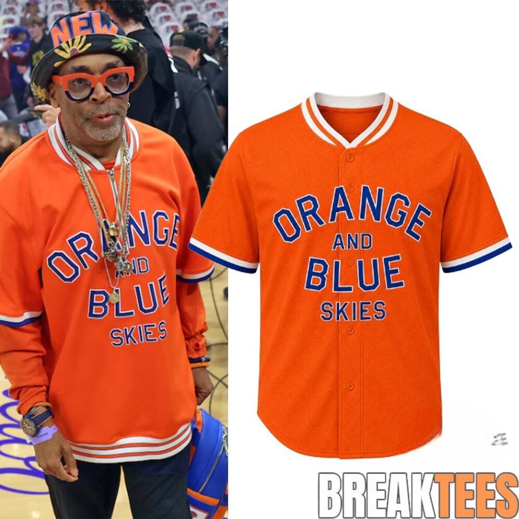 Spike Lee Knicks Game Orange And Blue Skies Jersey Unisex T-shirt, Sweatshirt, Hoodie, Long Sleeve Tee - T-Shirt, Sweatshirt, Hoodie