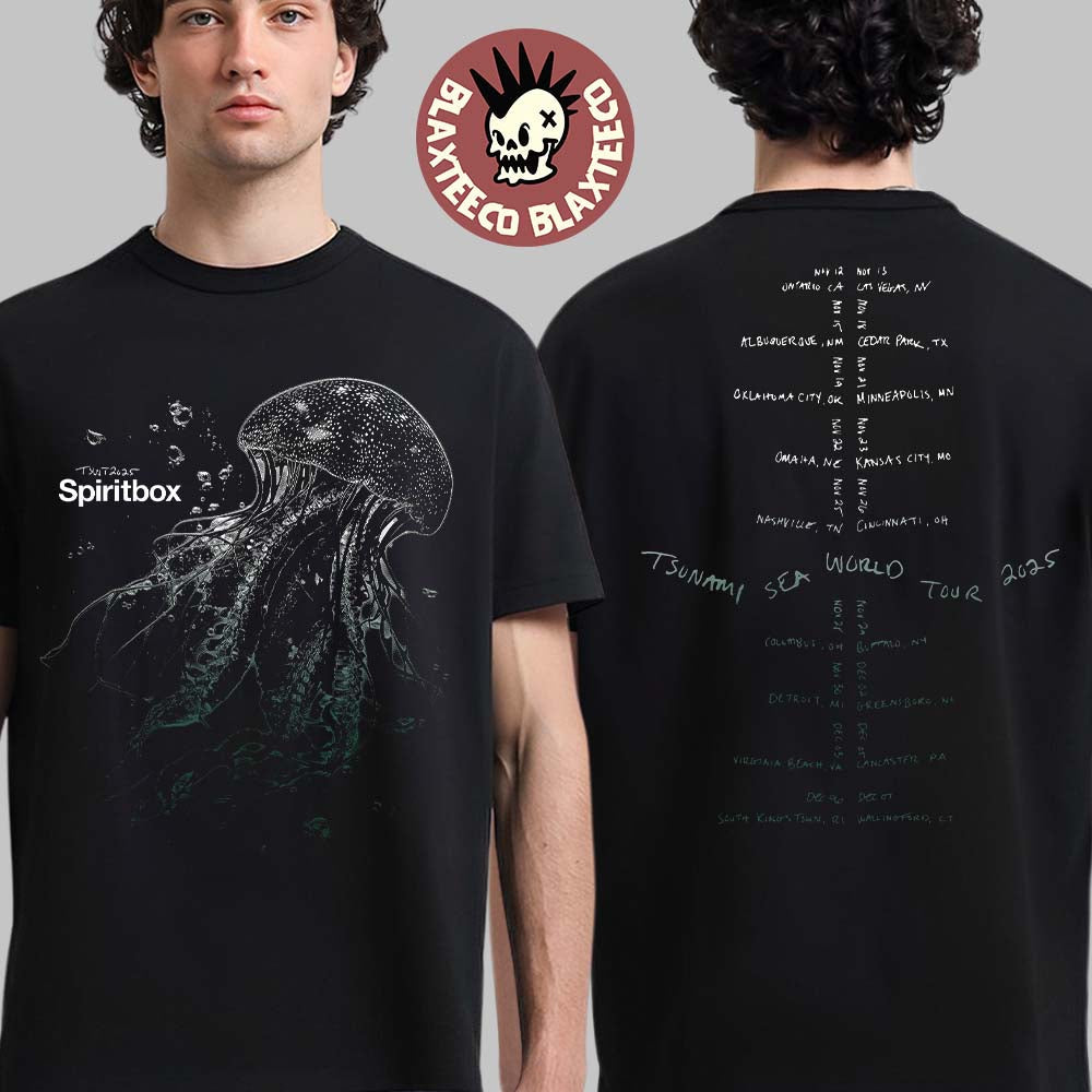 Spiritbox The Tsunami Sea North American Tour 2025 Part 2 Jellyfish With Dates Back Two Sided T-Shirt - T-Shirt, Sweatshirt, Hoodie