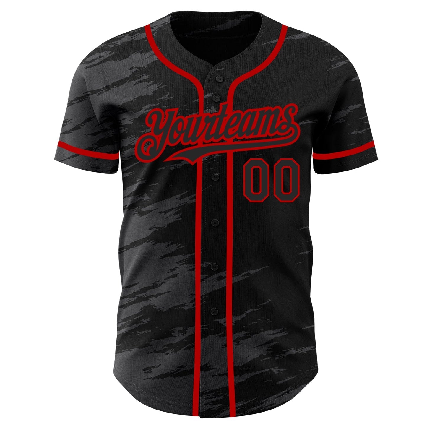 Custom Black Steel Gray Splash Ink Red Authentic Baseball Jersey baseball jersey product view 2