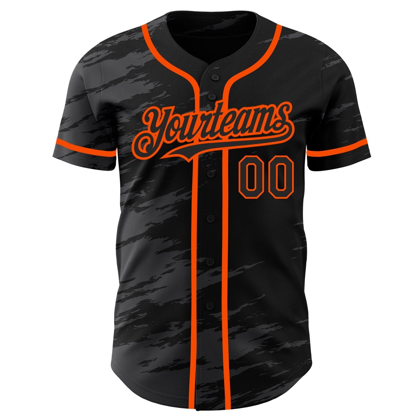 Custom Black Steel Gray Splash Ink Orange Authentic Baseball Jersey baseball jersey product view 2