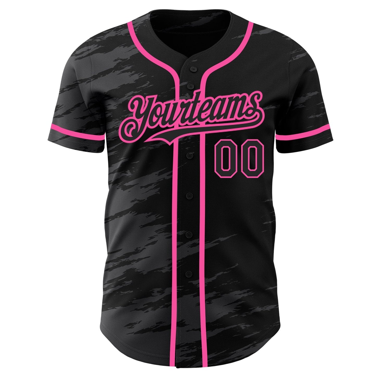 Custom Black Steel Gray Splash Ink Pink Authentic Baseball Jersey baseball jersey product view 2